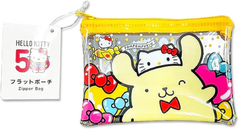 MENBLY 50th anniversary Flat pouch, Cute Vinyl Zipper Pouch, Card Wallet & Case, Kawaii Pouch Bag, 12x7.5x1cm (Yellow Pompom-Puin) - Image 5